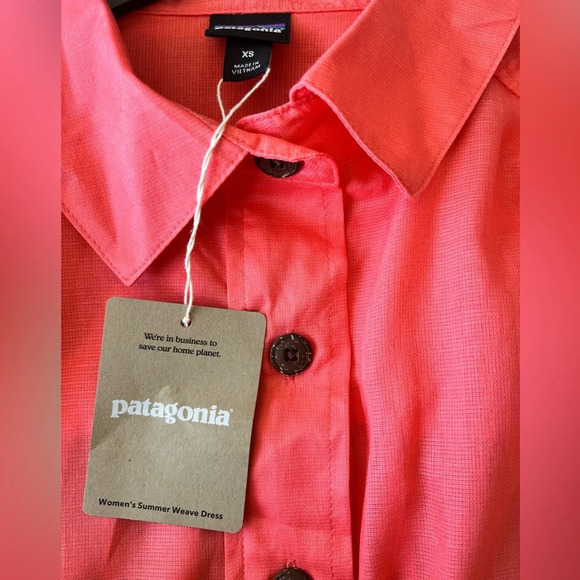NEW Ladies Patagonia Crepe Open Weave Short Sleeve Knee Length Coral Dress, XS - Picture 7 of 8
